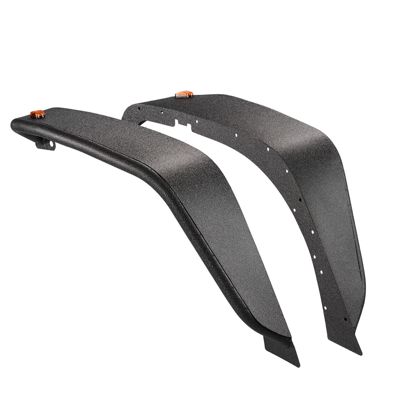 fender flare, front fender flares compatible with 2007 2018 jeep jk/jku 2/4 doors, off road steel liner set with led lighting, fenders for jeep jk, fine textured black paintable wheel flares set