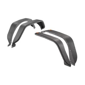 Fender Flare, Front & Rear Jeep Fender Flares Compatible with 2018-2024 Jeeps JL/JLU 2/4 Doors, Off-Road Steel Liner Set with LED Lighting, Fine-Textured Black Paintable Fenders for Jeep JL