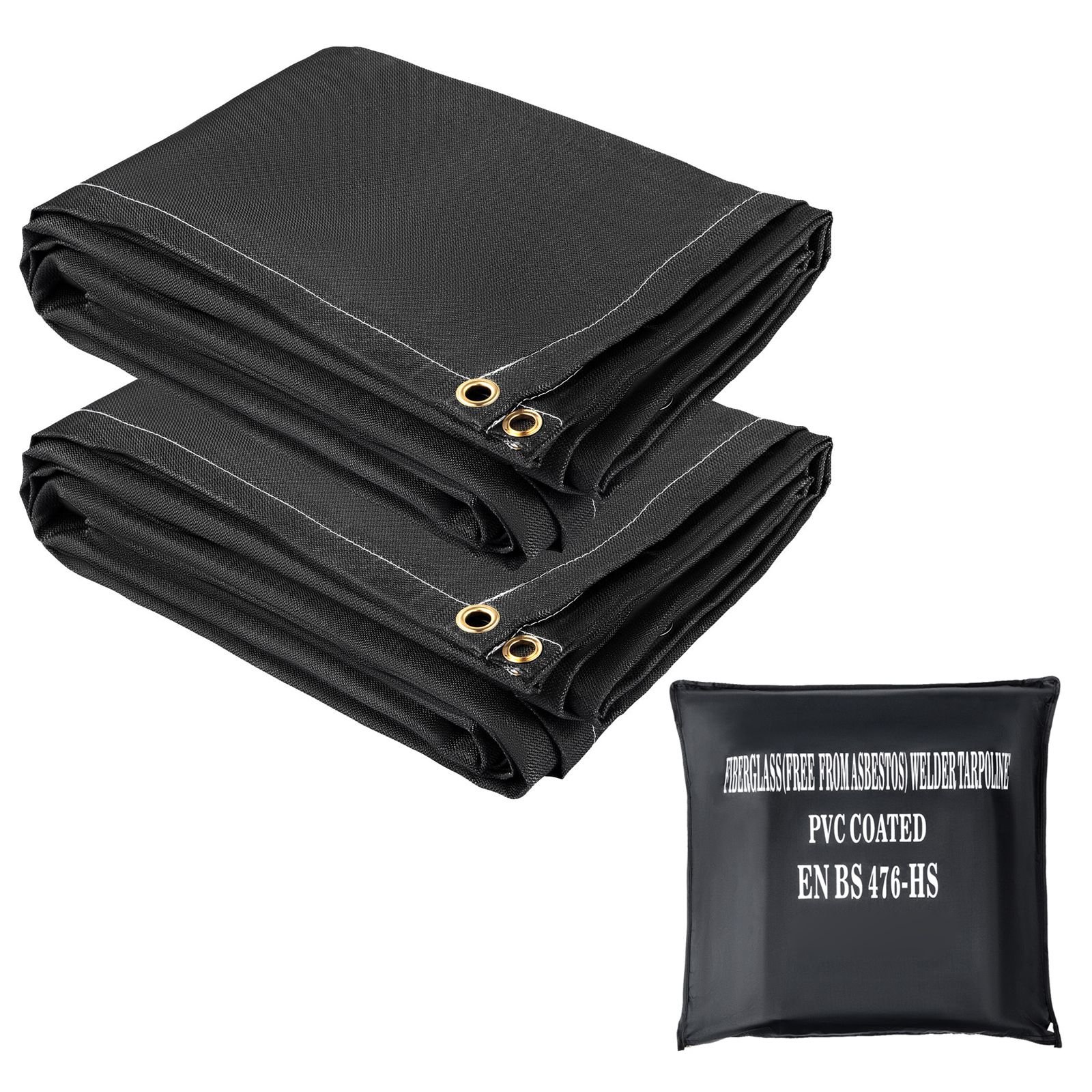 fire blankets, 2 pack welding blankets, 6' x 10' fire suppression blanket, 1022 fahrenheit flame retardant blanket, fiberglass fire retardant blanket with 8 brass gromme