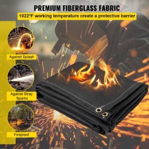 fire blankets, 2 pack welding blankets, 8' x 10' fire suppression blanket, 1022 fahrenheit flame retardant blanket, fiberglass fire retardant blanket with 12 brass gromme