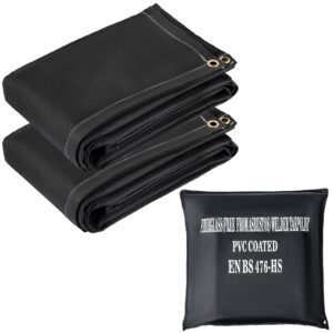 fire blankets, 2 pack welding blankets, 8' x 10' fire suppression blanket, 1022 fahrenheit flame retardant blanket, fiberglass fire retardant blanket with 12 brass gromme