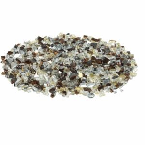 Fire Glass, 10 LBS / 4.5 KG High-Temperature Resistant Fireplace Rocks, 1/2-Inch / 12.7 mm Reflective Firepit Glass Rock, High Luster Stone Landscaping for Fire Pit Table, Copper + Clear + Gold