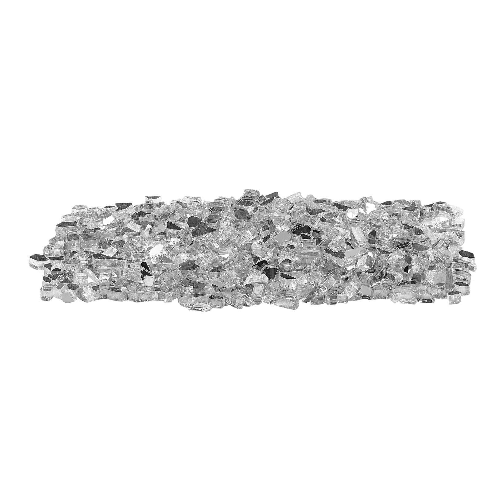 fire glass, 10 lbs / 4.5 kg high temperature resistant fireplace rocks, 1/2 inch / 12.7 mm reflective & smokeless firepit glass rock, high luster stone landscaping for fire pit table, clear