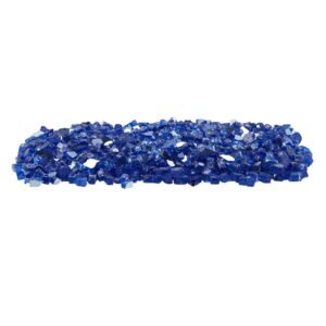 Fire Glass, 10LBS / 4.5KG High-Temperature Resistant Fireplace Rocks, 1/2-Inch / 12.7 mm Reflective & Smokeless Firepit Glass Rock, High Luster Stone Landscaping for Fire Pit Table, Cobalt Blue