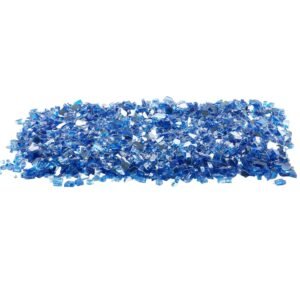 Fire Glass, 10LBS / 4.5KG High-Temperature Resistant Fireplace Rocks, 1/4-Inch / 6.35 mm Reflective & Smokeless Firepit Glass Rock, High Luster Stone Landscaping for Fire Pit Table, Cobalt Blue