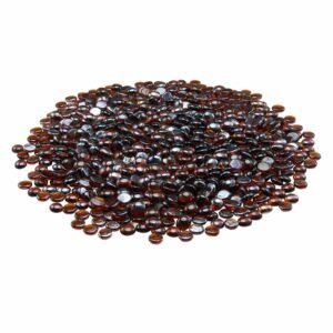 Fire Glass, 10LBS / 4.5KG High-Temperature Resistant Fireplace Rocks, 3/4-Inch / 19.05 mm Reflective & Smokeless Firepit Glass Beads, High Luster Stone Landscaping for Fire Pit Table, Rich Amber