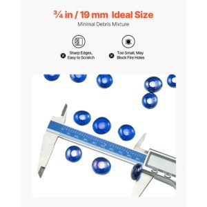fire glass, 10lbs/4.5kg high temperature resistant fireplace rocks, 3/4 inch / 19.05 mm reflective & smokeless firepit glass beads, high luster stone landscaping for fire pit table, cobalt blue