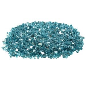Fire Glass, 20 LBS / 9 KG High-Temperature Resistant Fireplace Rocks, 1/2-Inch / 12.7 mm Reflective & Smokeless Firepit Glass Rock, High Luster Stone Landscaping for Fire Pit Table, Aqua Blue