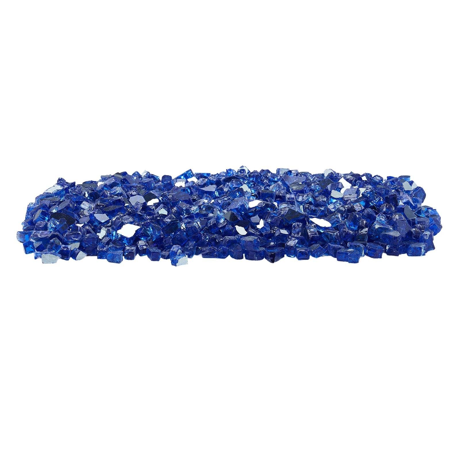 fire glass, 20lbs / 9kg high temperature resistant fireplace rocks, 1/2 inch / 12.7 mm reflective & smokeless firepit glass rock, high luster stone landscaping for fire pit table, cobalt blue