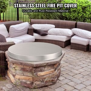 fire pit cover lid, 20" portable firepit spark screen,stainless steel steel metal cover, easy opening outdoor wood burning and camping stove accessory, for outdoor patio fire pits backyard