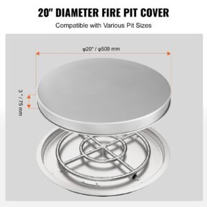fire pit cover lid, 20" portable firepit spark screen,stainless steel steel metal cover, easy opening outdoor wood burning and camping stove accessory, for outdoor patio fire pits backyard