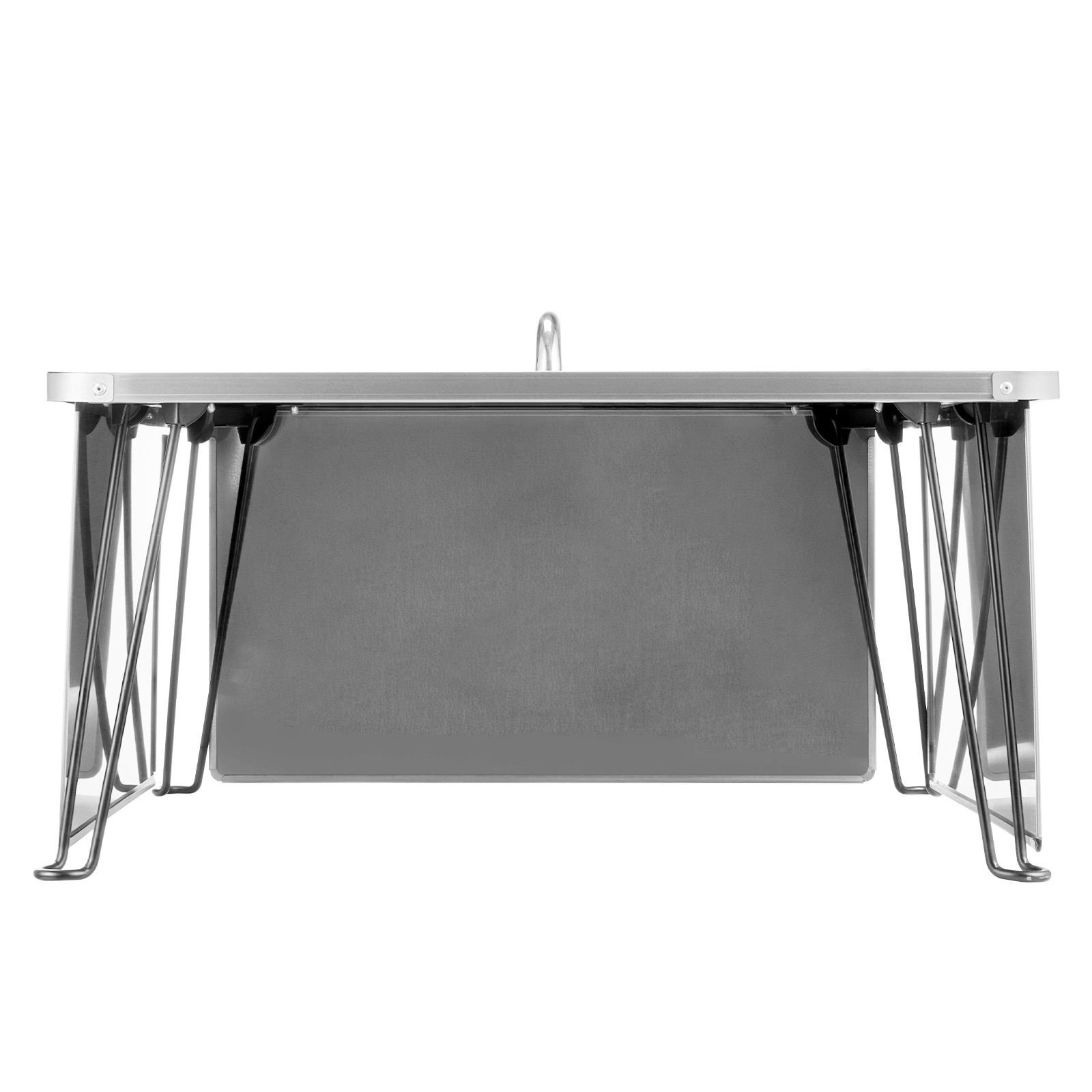 fire pit heat deflector, 25.4x25.4x14.6 inch square outdoor burner cover, stainless steel bonfire camping wood burning, push heat down and out with 4 foldable legs & carrying handle