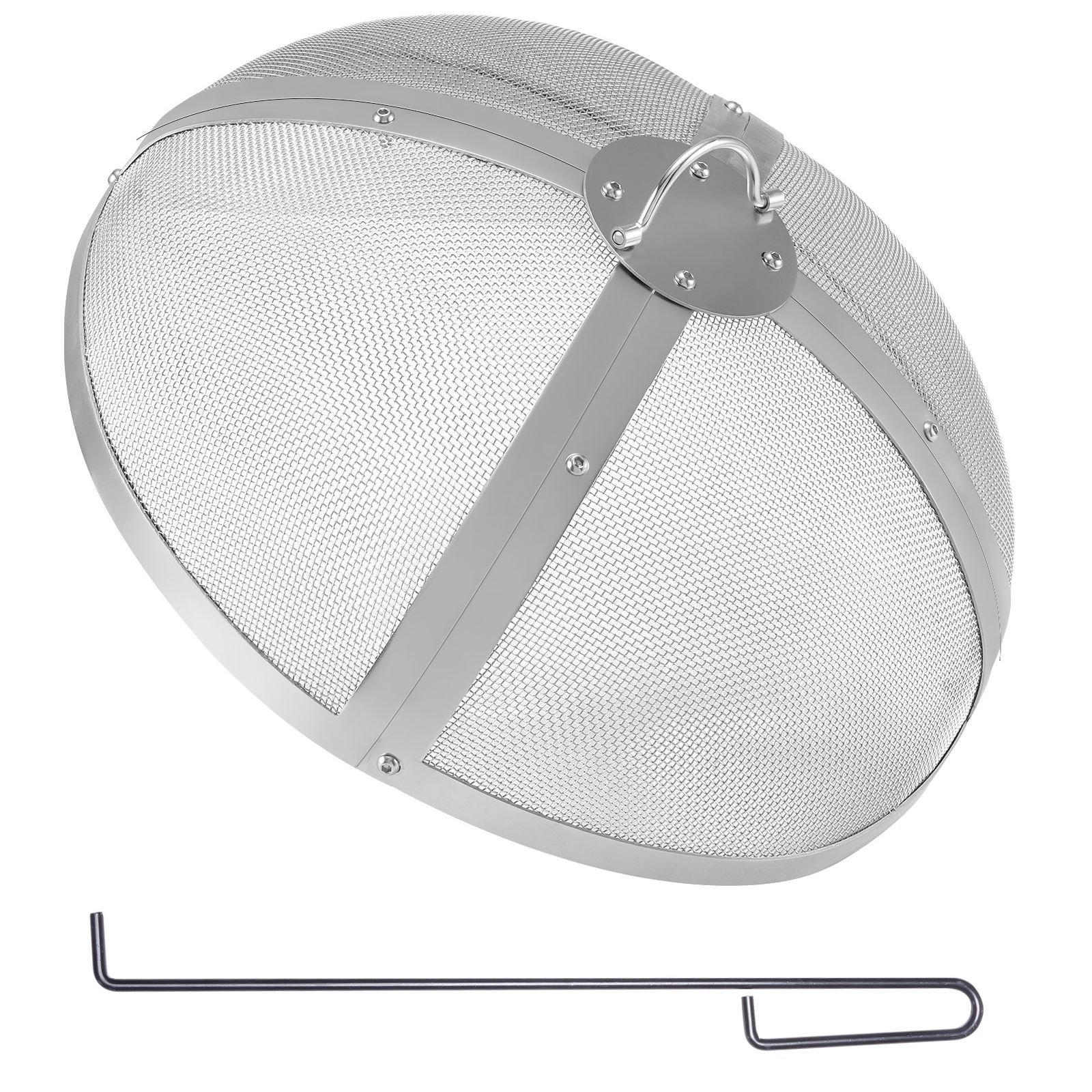fire pit spark screen round 27", reinforced heavy duty steel metal cover, outdoor firepit lid, easy opening top screen covers round with ring handle for outdoor patio fire pits backyard