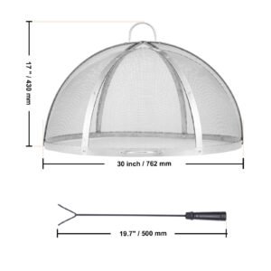 firepit spark screen lid, 30" diameter, outdoor firepit ring cover round accessories, fire pit metal cover, easy opening stainless steel fire ring covers for outdoor patio fire pits backyard