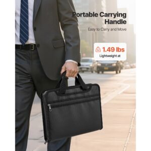 fireproof document bag, 1832 f heat insulated fireproof & waterproof bag, portable multi layer file storage security organizer home office travel use, for passports, important documents, files