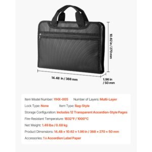 fireproof document bag, 1832 f heat insulated fireproof & waterproof bag, portable multi layer file storage security organizer home office travel use, for passports, important documents, files