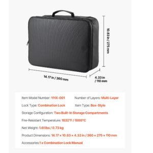 fireproof document box, 1832 fahrenheit heat insulated fireproof & waterproof box with lock, portable multi layer home office travel file storage organizer, for important documents, files