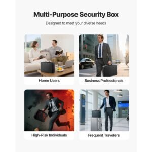 Fireproof Document Box, 1832 Fahrenheit Heat Insulated Fireproof & Waterproof Box with Lock, Portable Multi-Layer Home Office Travel File Storage Organizer, for Important Documents, Files