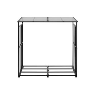 firewood rack with sloped roof, 4 ft outdoor firewood holder, 1/4 cord log storage shed, 660lb max weight capacity, powder coated metal wood storage rack for fireplace deck backyard garden