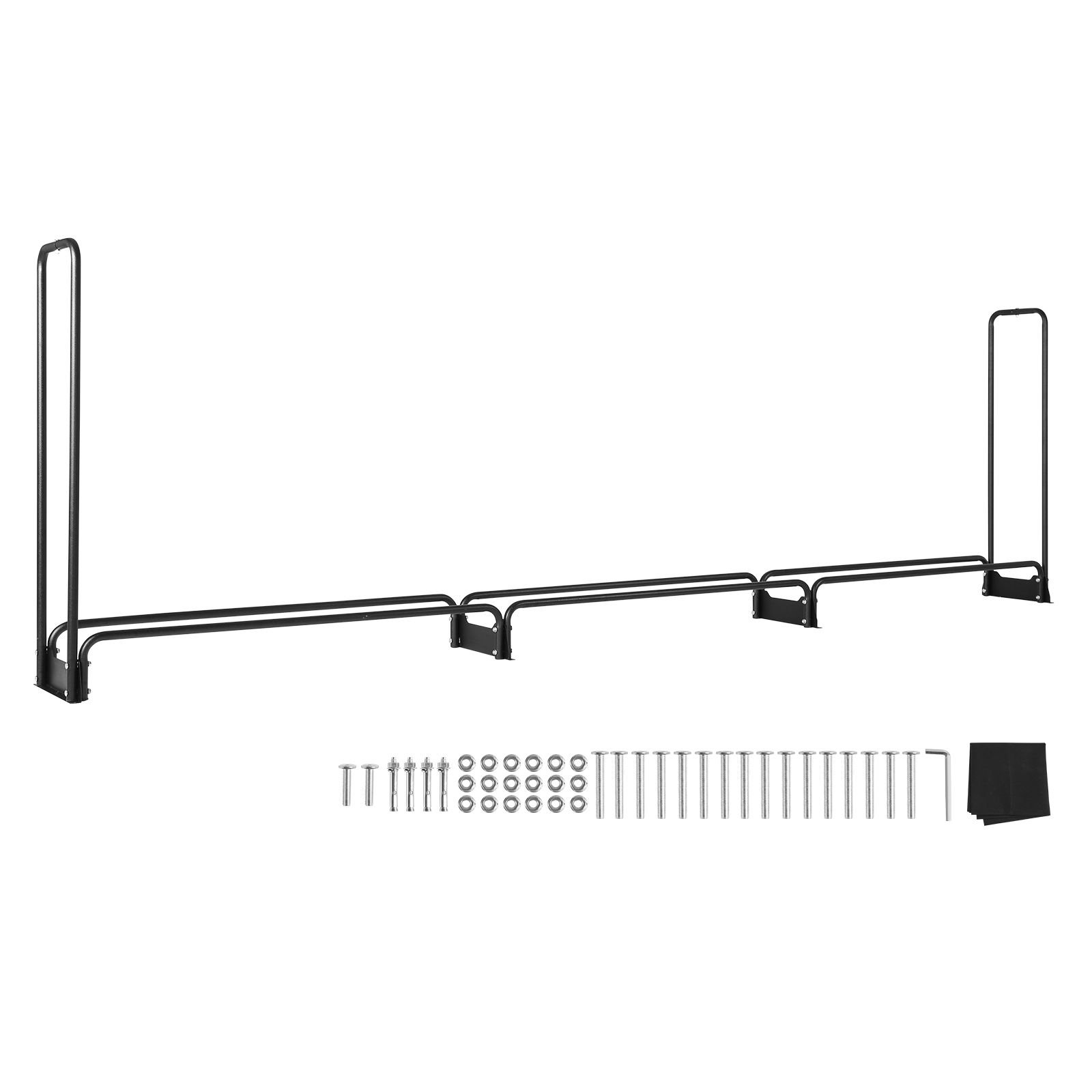 firewood rack with waterproof cover, 150 x 14 x 46 in outdoor firewood holder, 660lb weight capacity, 1/2 cord log holder, half covered, powder coated wood storage rack for fireplace deck