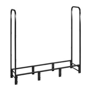 firewood rack with waterproof cover, 4 ft outdoor firewood holder, 1/4 cord storage metal log holder, 400lb max weight capacity, top covered, powder coated wood storage rack for fireplace deck