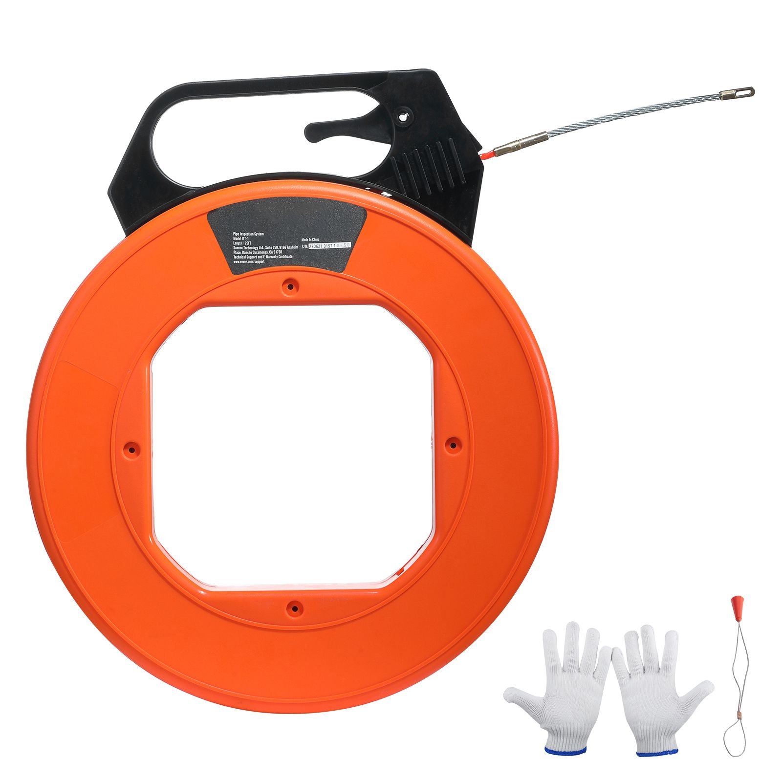 fish tape, 125 foot, 3/16 inch, pet wire puller with optimized housing and handle, easy to use cable puller tool, flexible wire fishing tools for walls and electrical conduit, non conductive