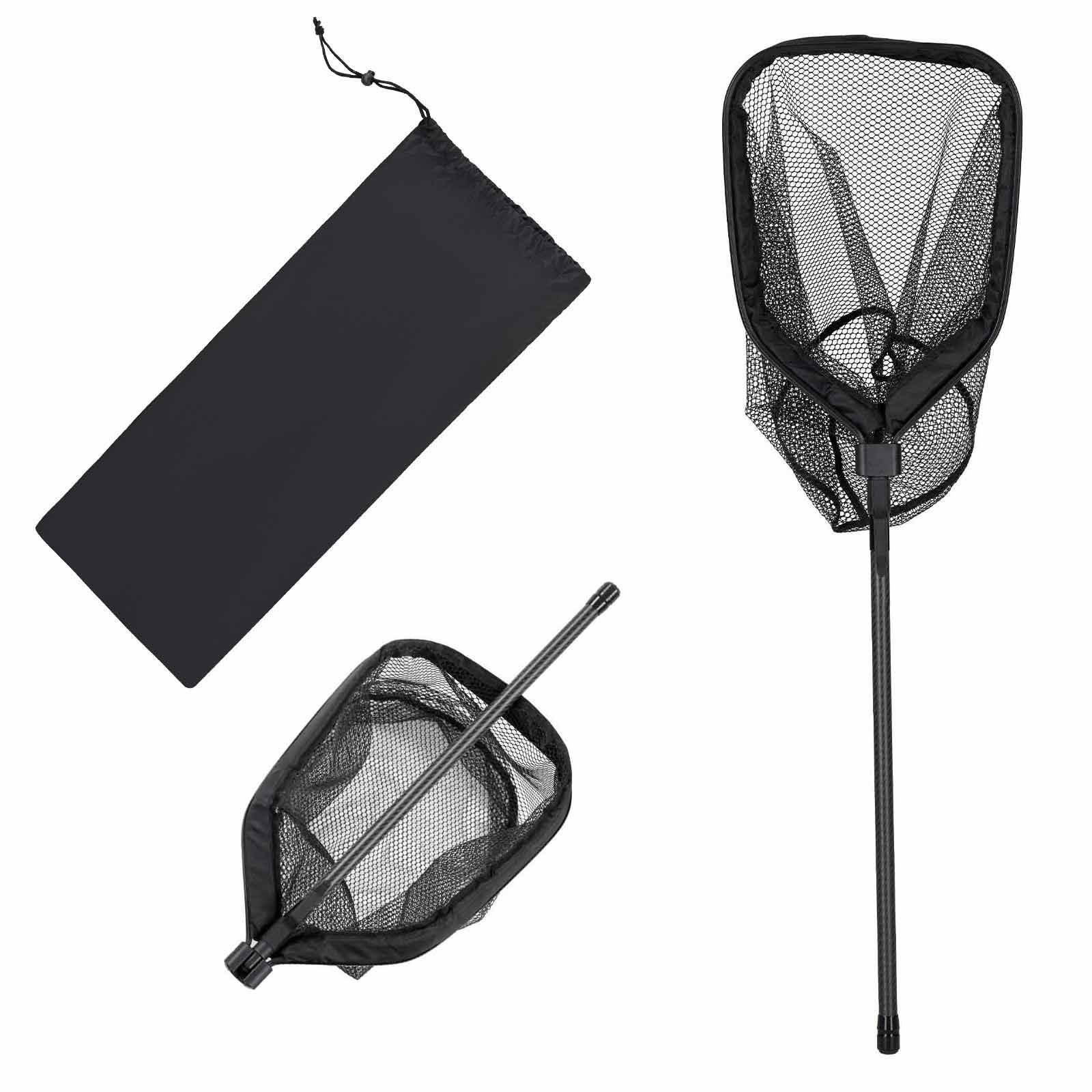 fishing net, foldable landing nets with telescopic handle, portable lightweight carbon fiber long fish gear, nylon covered pvc, durable and fish friendly, for kayak boat bank pond, gifts for men