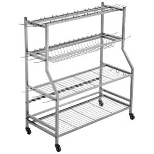 fishing rod holder for 15 rods, mobile fishing pole rack cart with wheels, fish gear equipment organizer for garage home indoor use, for tackle box reel accessories storage, gifts for men