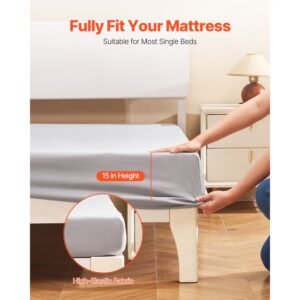 fitted sheet, 1 set of 2 pieces, twin size elastic fitted sheet with high quality microfiber, wear resistant & breathable twin fitted sheet with single sided brushing, fit for 15 in mattress