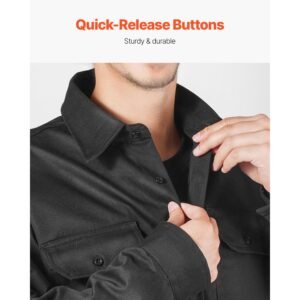 flame resistant welding jacket, 7oz. fr shirts for men, machine washable cotton heat resistant welding shirt, meets atpv 9.2 cal/cm² arc rating xxl size