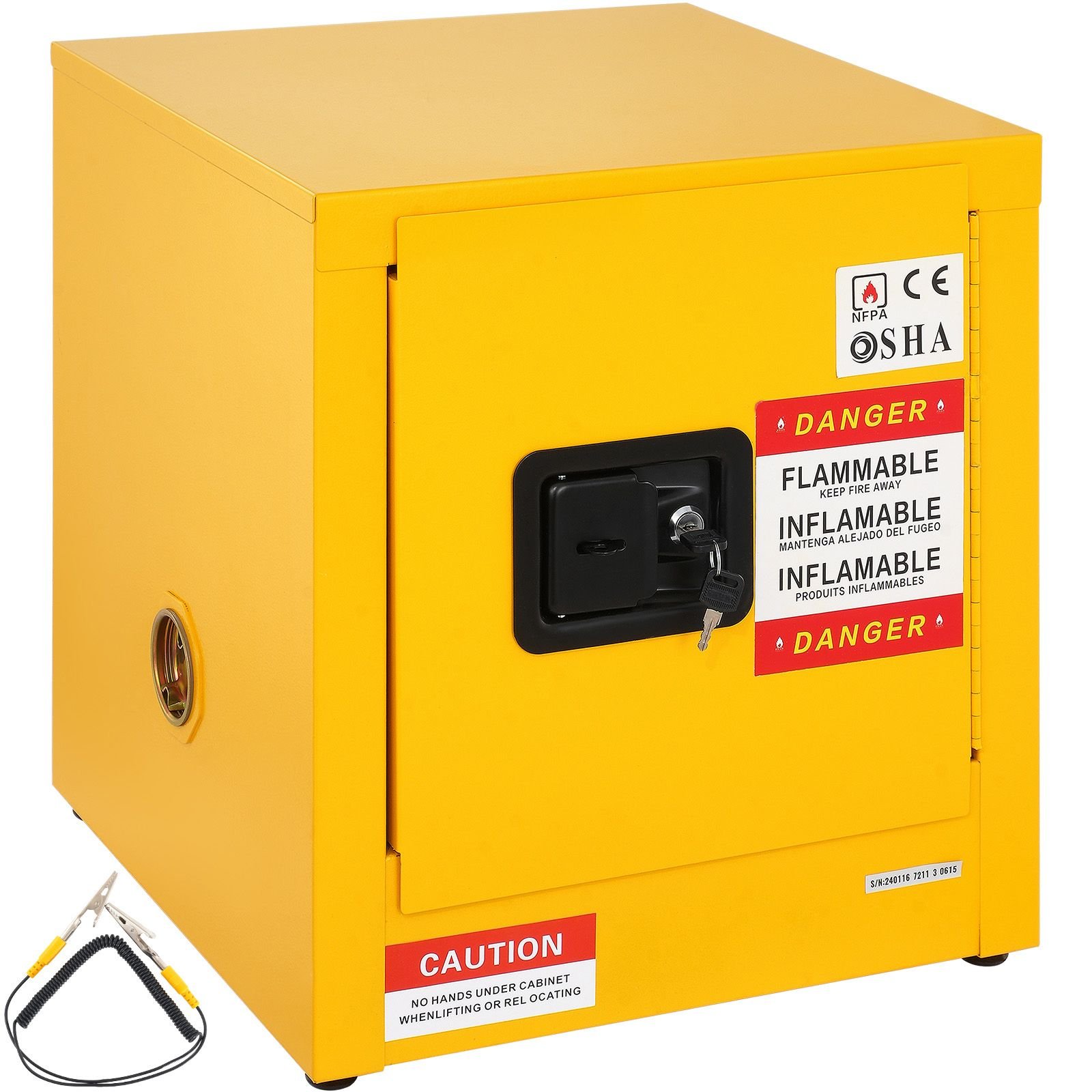 flammable cabinet 16.9" x 16.9" x 18.2", galvanized steel safety cabinet, adjustable shelf flammable storage cabinet, for commercial industrial and home use
