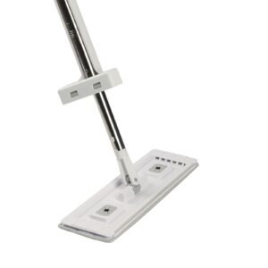 flat mop, self wringing, microfiber floor mop with 4 reusable & washable mop pads for dry & wet floor cleaning, microfiber flat mop with stainless steel handle for hardwood laminate tile vinyl