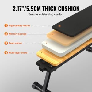 flat weight bench, foldable strength training bench, utility workout bench for full body workout, 1000 lbs press bench for home gym exercise, for multi purpose weight training and ab exercises