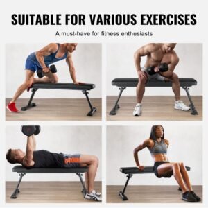 flat weight bench, foldable strength training bench, utility workout bench for full body workout, 1000 lbs press bench for home gym exercise, for multi purpose weight training and ab exercises