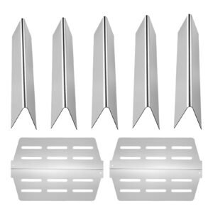 Flavorizer Bars and Heat Deflectors, 17 inch Grill Replacement Part, for Weber Genesis 300 Series Grills, Including E310 E320 E330 S310 S320 S330, Stainless Steel Thicker Heat Plate, 7 Pack