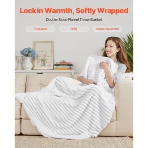 fleece throw blanket, 50 x 60 inches / 1270 x 1524 mm, flannel fleece cozy throw blankets, cute small fuzzy throws, lightweight super soft bed blanket, ideal for couch, sofa, bedroom, white