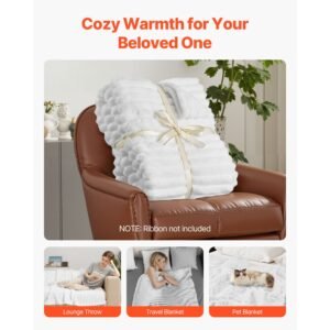 fleece throw blanket, 50 x 60 inches / 1270 x 1524 mm, flannel fleece cozy throw blankets, cute small fuzzy throws, lightweight super soft bed blanket, ideal for couch, sofa, bedroom, white
