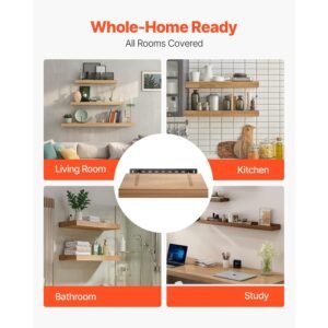floating shelf brackets 2 pcs, 150 lbs/68 kg weight capacity, 16x6.2x1.5 inch / 406.4x157.4x38.1 mm, heavy duty hidden shelf brackets support, wall mounting invisible floating shelves bracket
