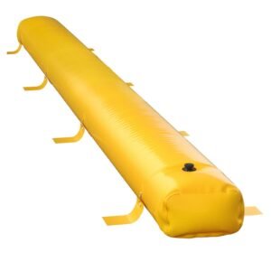 flood bag, 24 ft length x 12 in height, reusable pvc water diversion tubes, lightweight with excellent waterproof effect used for doorways, garages, yellow