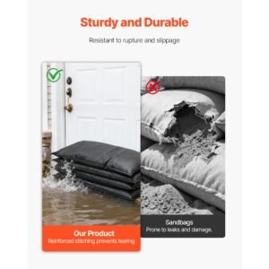 flood barrier, 6 pack, 2.7 x 1.4 ft flood bags activated by water, reusable water absorbent barrier, sandless sandbags blockage, flooding prevention bags for home, doorways, basement, garage