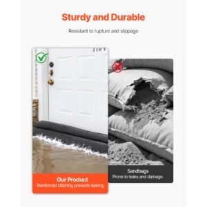 flood barrier, 8 pack, 1.6 x 1.4 ft flood bags activated by water, reusable water absorbent barrier, sandless sandbags blockage, flooding prevention bags for home, doorway, basement, garage