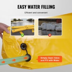 flood barriers, sandbag alternative flood bags 4 pack, flood barrier for home, water barriers for flooding, doorway, driveway(4ftx6in)