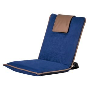 Floor Chair, 6 Adjustable Positions Folding Floor Gaming Chair with Back Support, Easy to Carry, Sturdy Metal Frame with Recycled Foam and Suede Fabric Surface, for Reading, Relaxing, Dark Blue