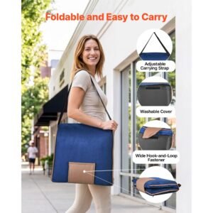 floor chair, 6 adjustable positions folding floor gaming chair with back support, easy to carry, sturdy metal frame with recycled foam and suede fabric surface, for reading, relaxing, dark blue