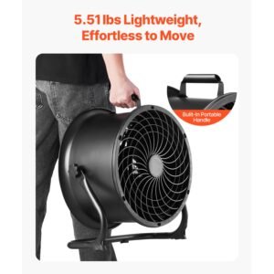 floor fan, 3 speeds high velocity heavy duty 14 inch industrial fan, 2520 cfm 360° adjustable tilt 23.62 ft/sec airflow large metal fan, for home, gym, office, garage, commercial shop & bedroom
