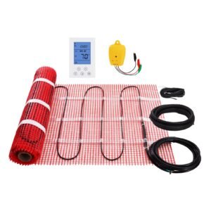 Floor Heating Mat, 20 Sq. ft, Electric Radiant In-Floor Heated Warm System with Digital Floor Sensing Thermostat, Includes Installation Monitor, Adhesive Back for Easy Installation on The Floor
