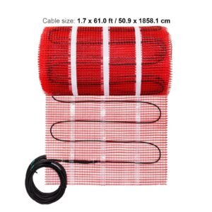 floor heating mat,100sq.ft. 14 113 f electric radiant floor heated warm system with digital floor sensing thermostat, 110 120v includes installation monitor, adhesive back for easy installation