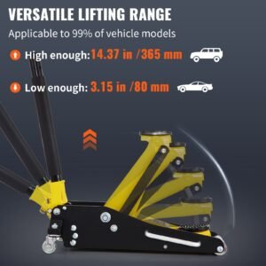 floor jack, 1.5 ton low profile floor jack, aluminum and steel racing floor jack with dual pistons quick lift pump, floor jack lifting range 3 3/20" 14 10/27"