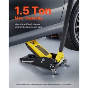 floor jack, 1.5 ton low profile floor jack, aluminum and steel racing floor jack with dual pistons quick lift pump, floor jack lifting range 3 3/20" 14 10/27"