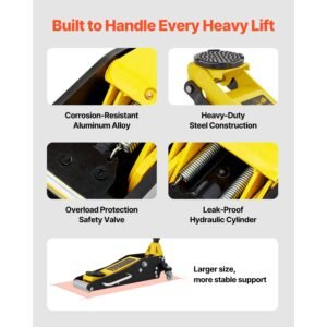 floor jack, 1.5 ton low profile floor jack, aluminum and steel racing floor jack with dual pistons quick lift pump, floor jack lifting range 3 3/20" 14 10/27"
